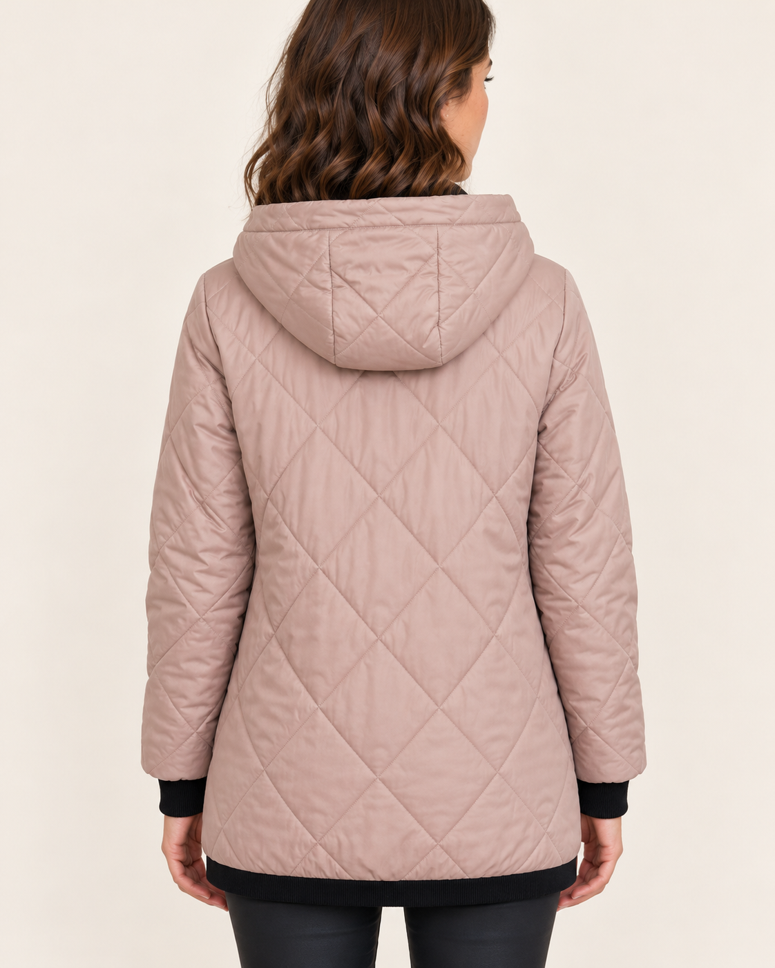 Women's Diamond Quilted Hooded Jacket in Pink, view 5