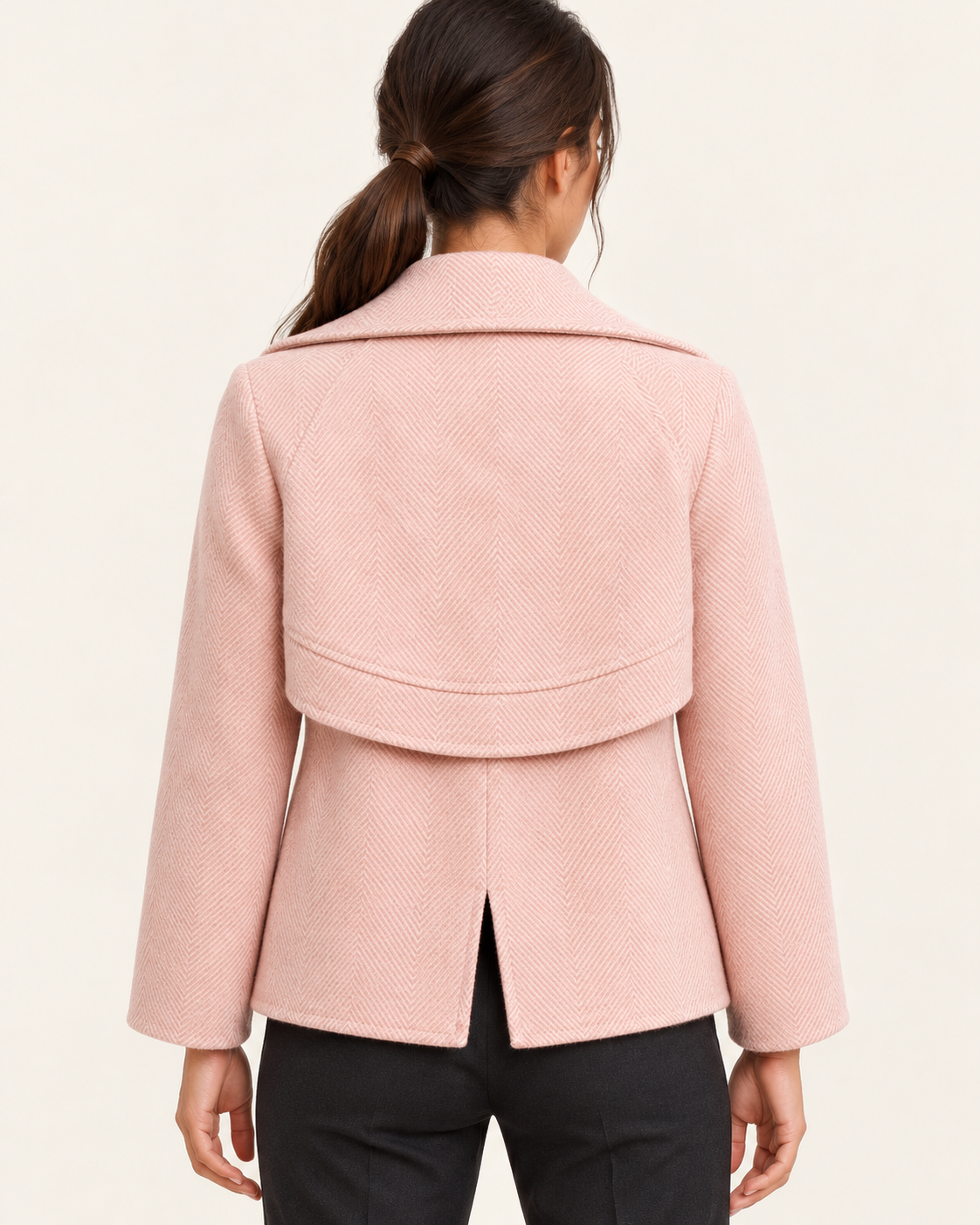 Women's Double Breasted Peacoat With Oversized Collar