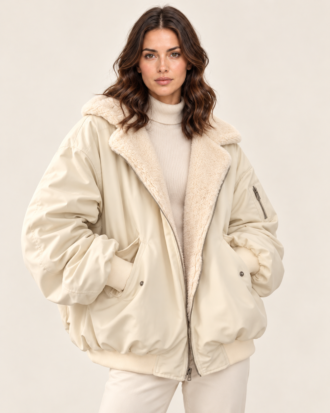 Women's Faux Fur Lined Hooded Bomber Jacket