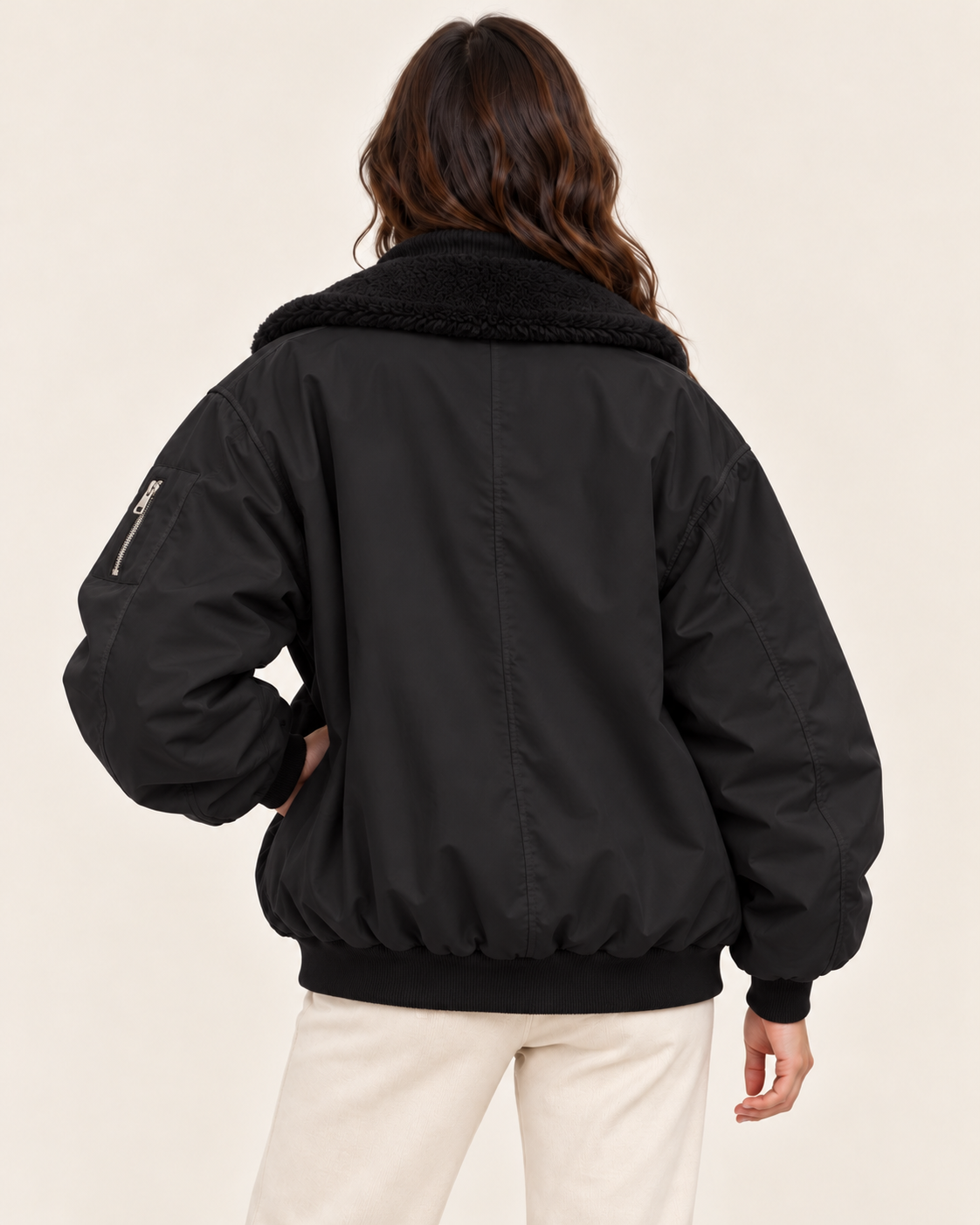 Women's Faux Fur Lined Hooded Bomber Jacket