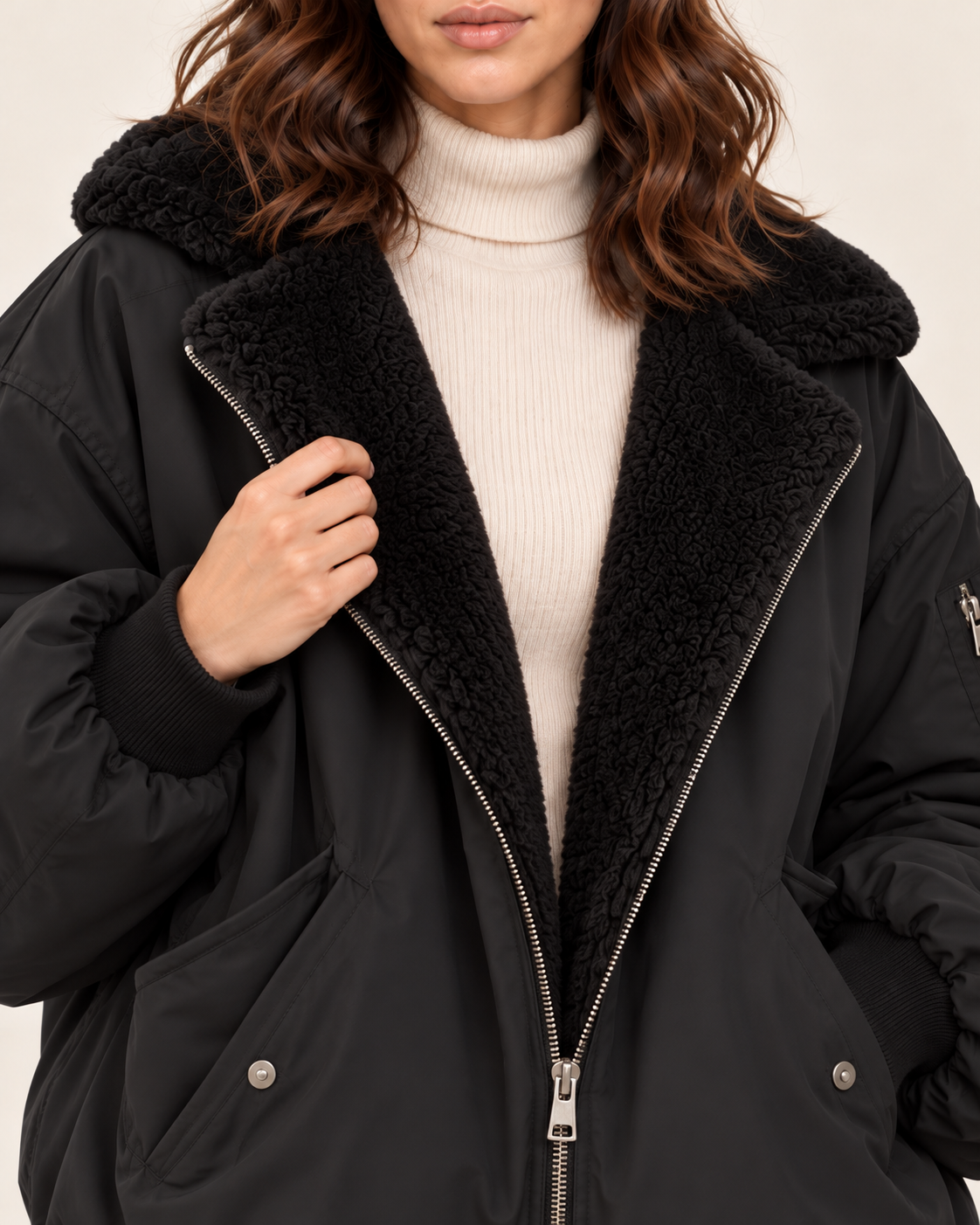 Women's Faux Fur Lined Hooded Bomber Jacket