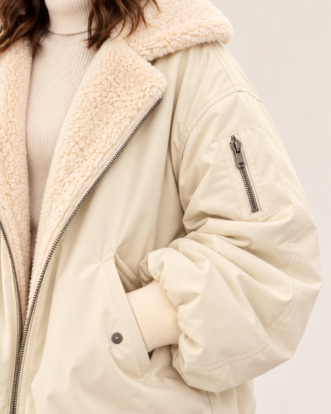 Women's Faux Fur Lined Hooded Bomber Jacket