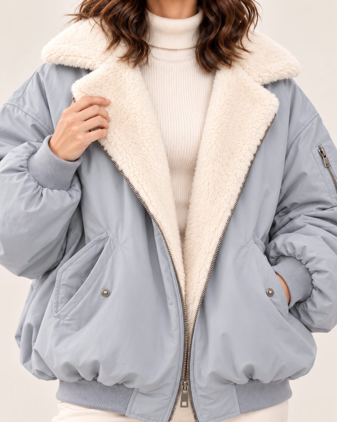 Women's Faux Fur Lined Hooded Bomber Jacket
