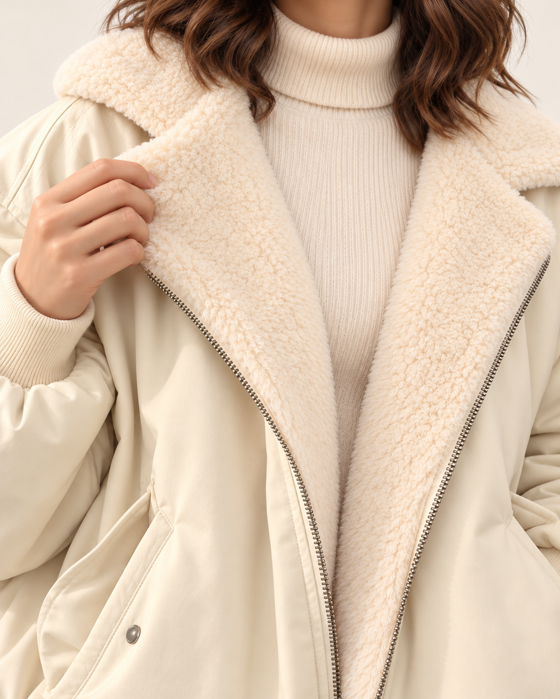 Women's Faux Fur Lined Hooded Bomber Jacket
