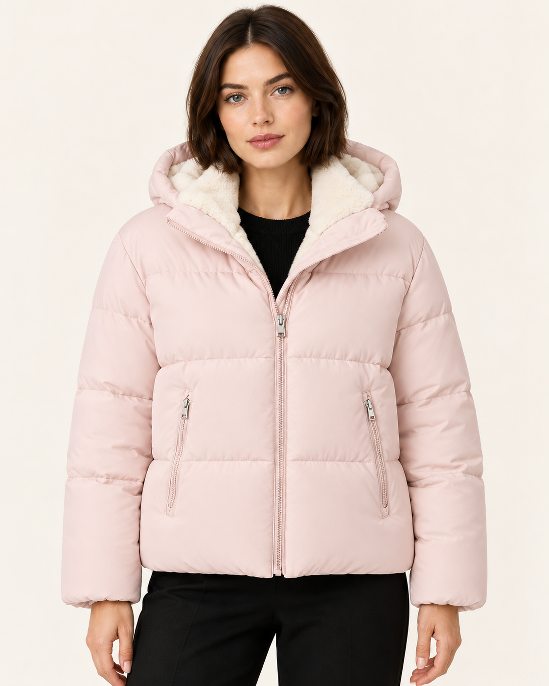 Women's Faux Fur Lined Hooded Puffer Jacket