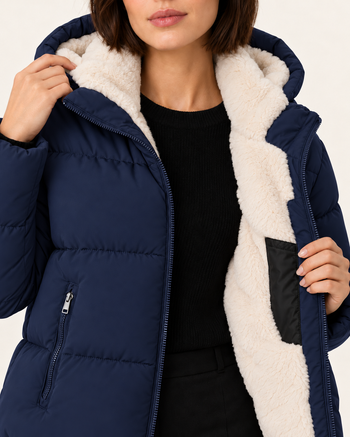 Women's Faux Fur Lined Hooded Puffer Jacket