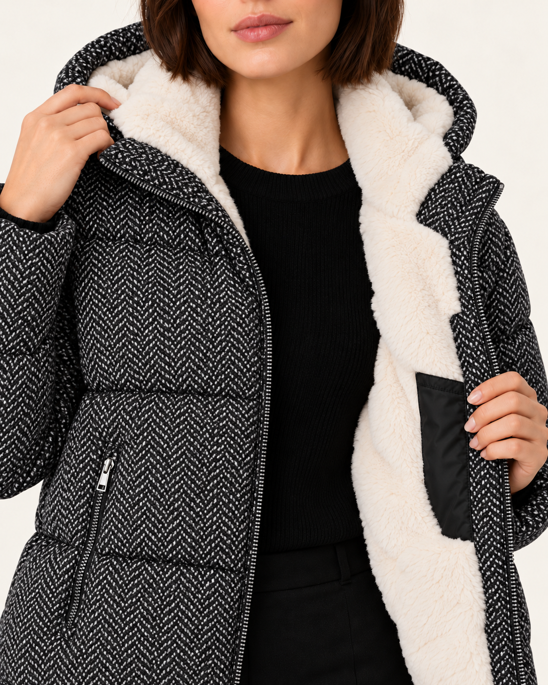 Women's Faux Fur Lined Hooded Puffer Jacket