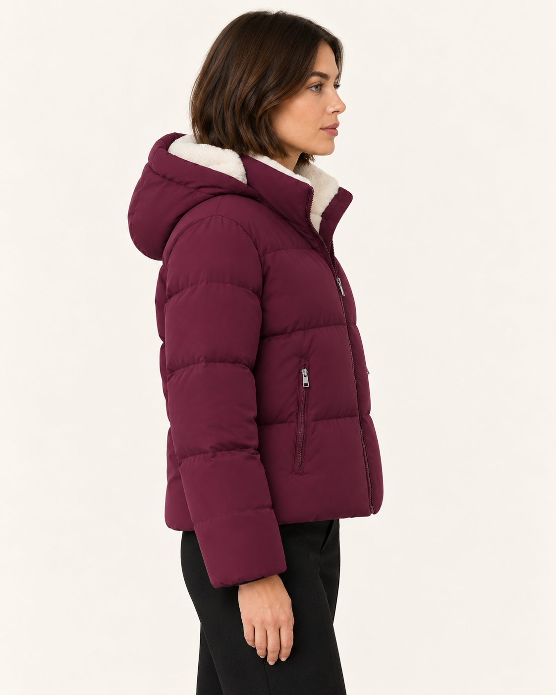 Women's Faux Fur Lined Hooded Puffer Jacket