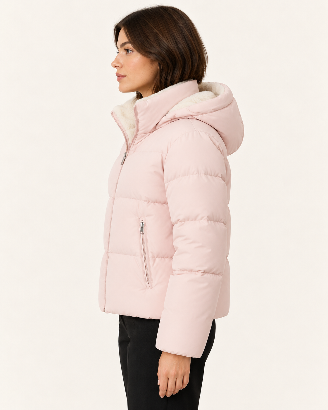 Women's Faux Fur Lined Hooded Puffer Jacket