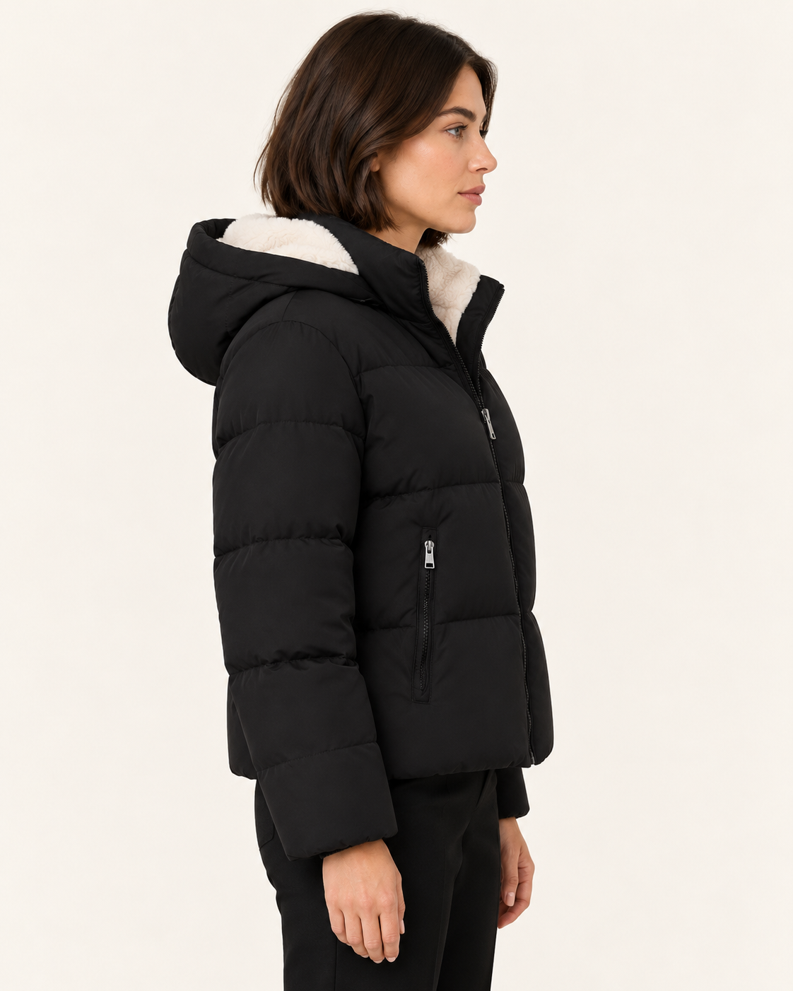 Women's Faux Fur Lined Hooded Puffer Jacket
