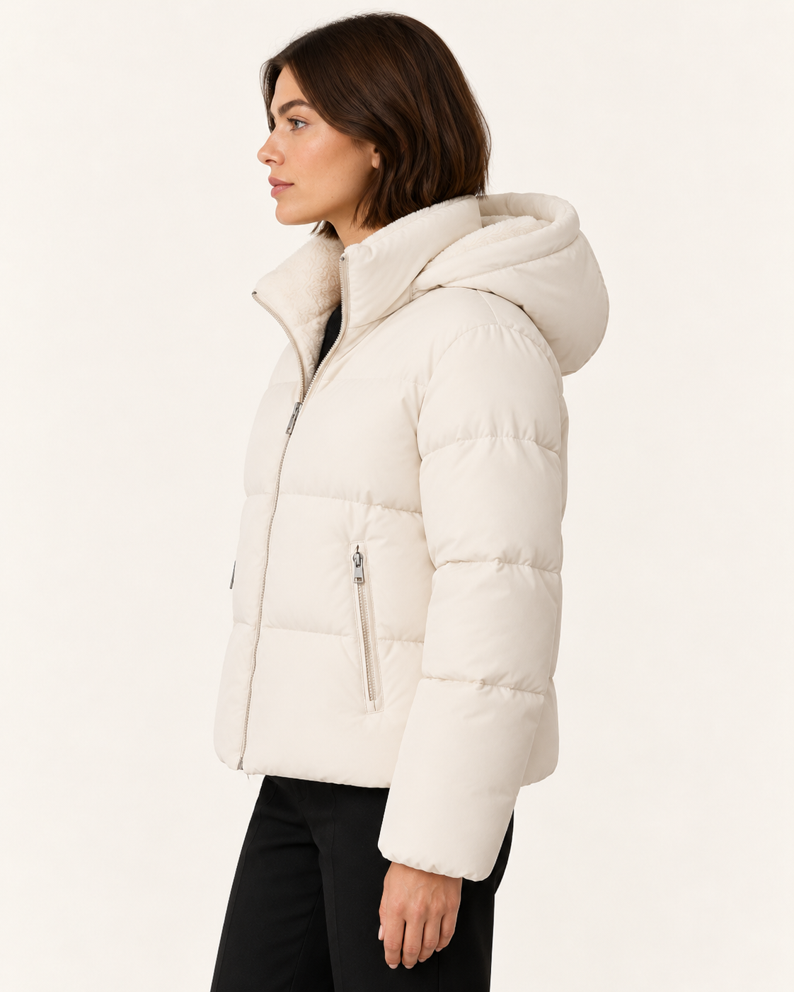 Women's Faux Fur Lined Hooded Puffer Jacket