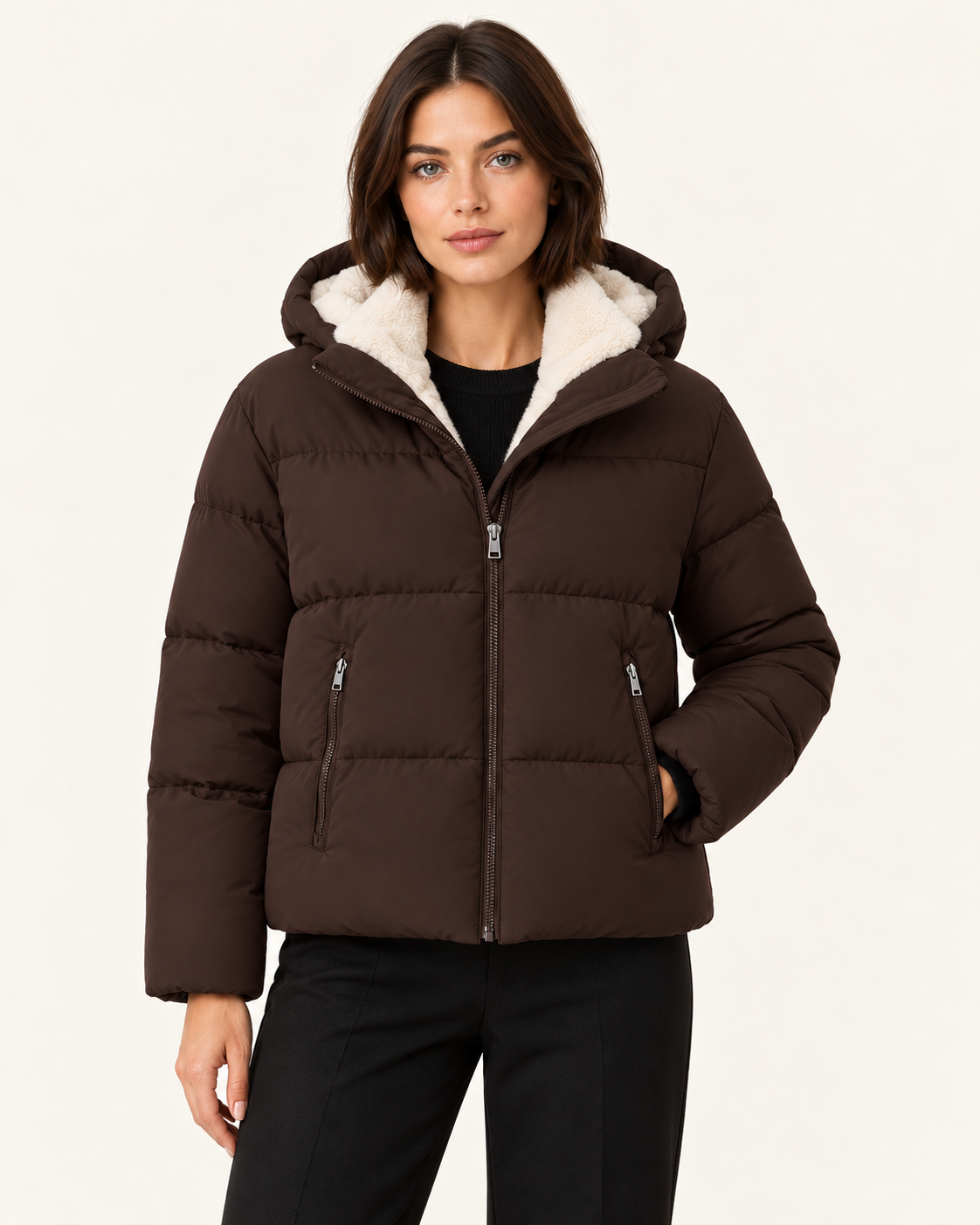 Women's Faux Fur Lined Hooded Puffer Jacket