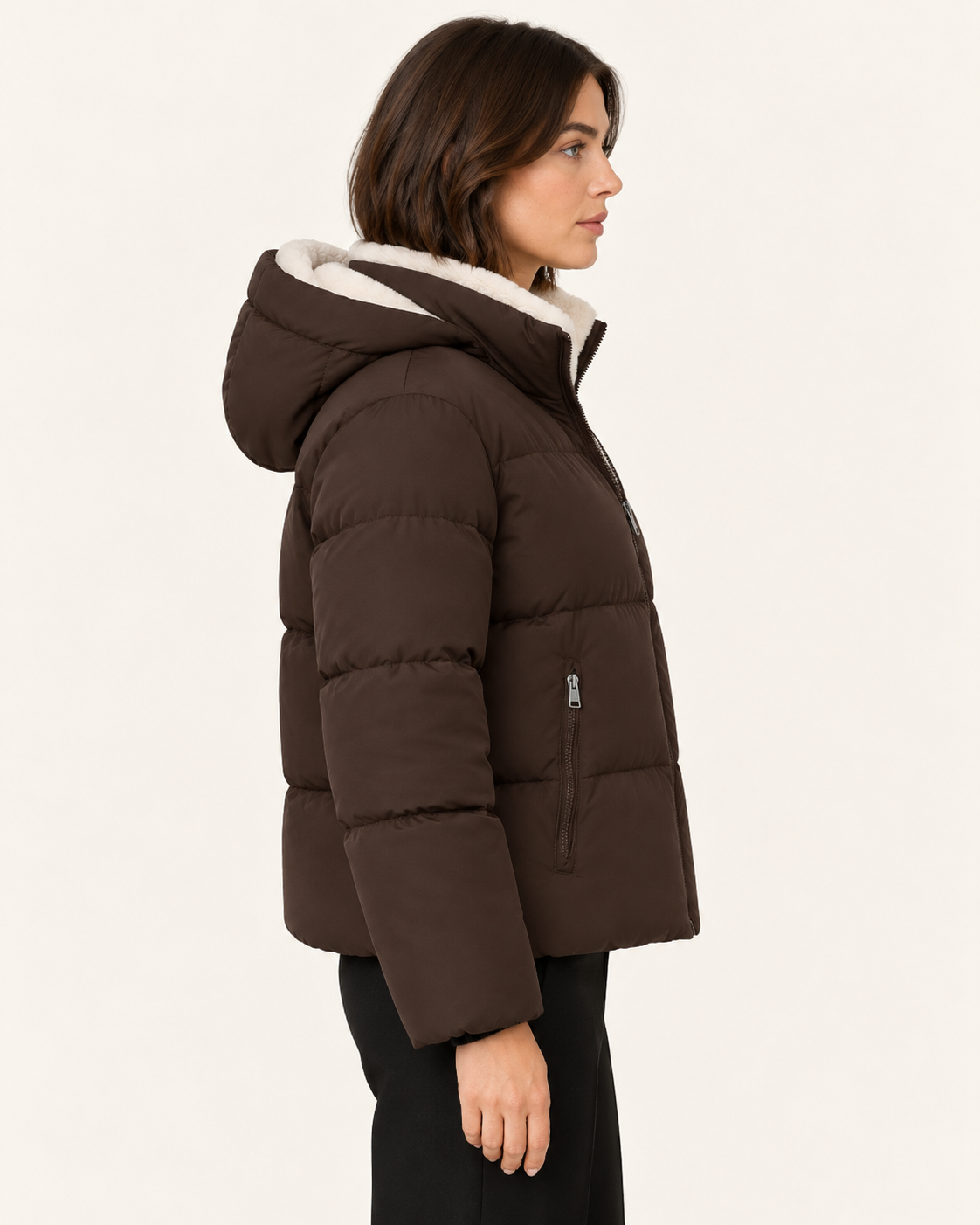Women's Faux Fur Lined Hooded Puffer Jacket