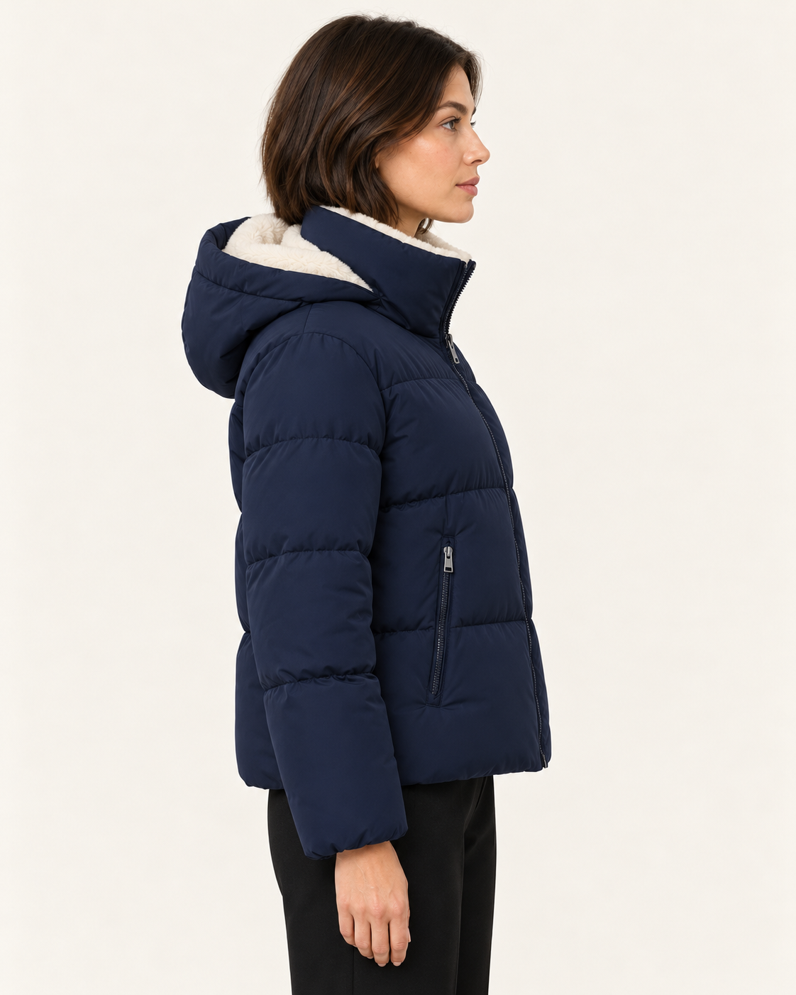 Women's Faux Fur Lined Hooded Puffer Jacket