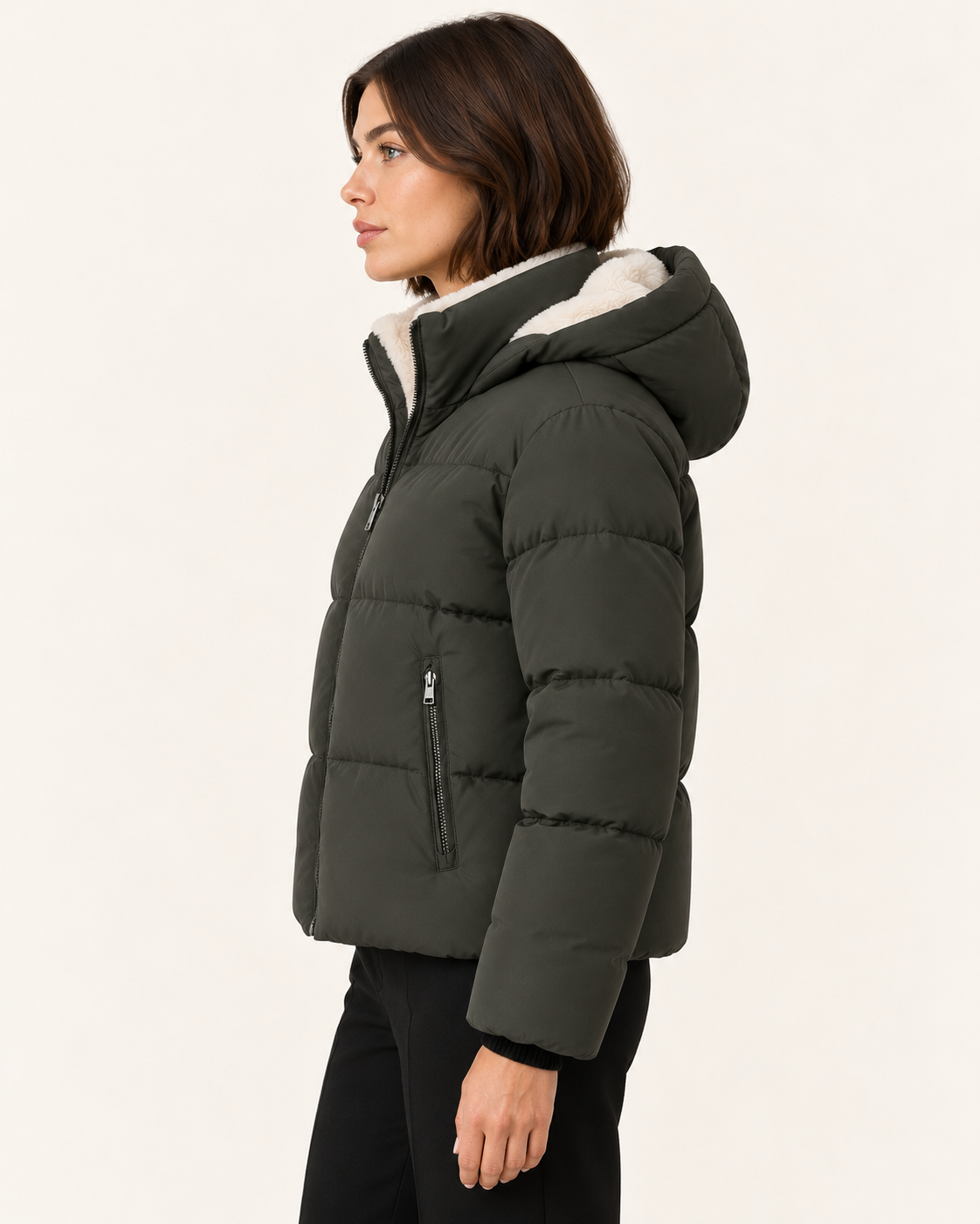 Women's Faux Fur Lined Hooded Puffer Jacket