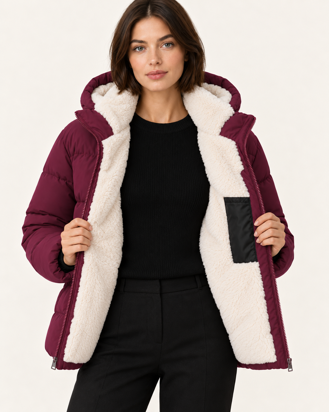 Women's Faux Fur Lined Hooded Puffer Jacket