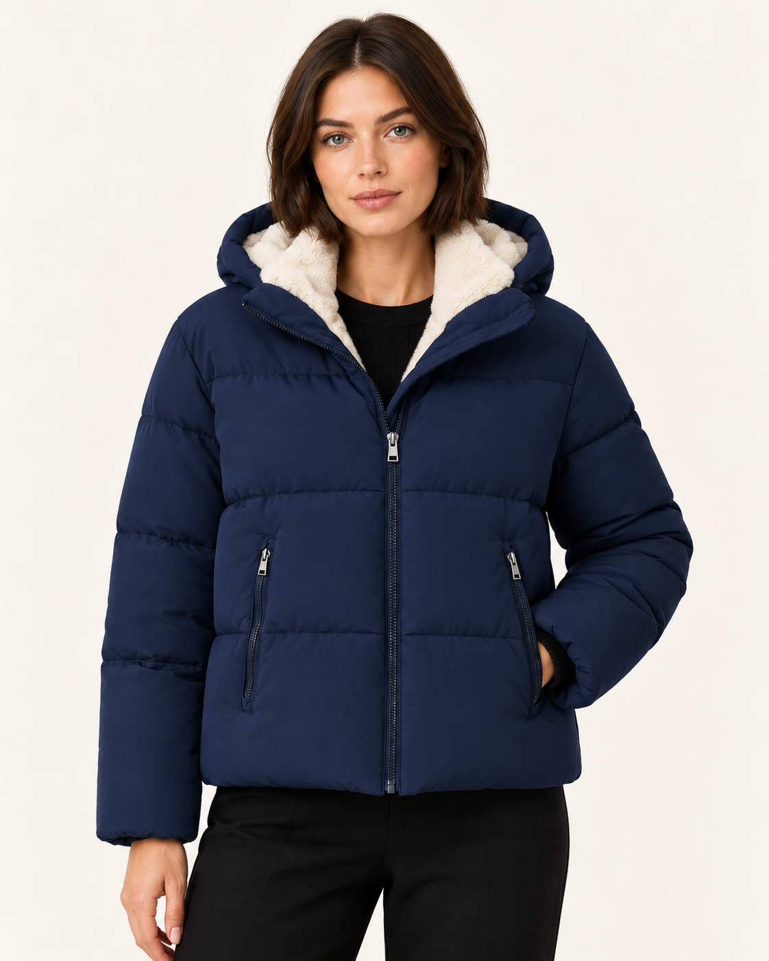Women's Faux Fur Lined Hooded Puffer Jacket