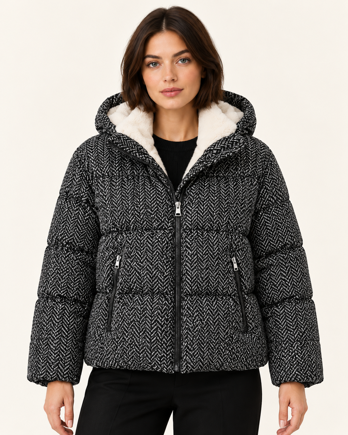 Women's Faux Fur Lined Hooded Puffer Jacket