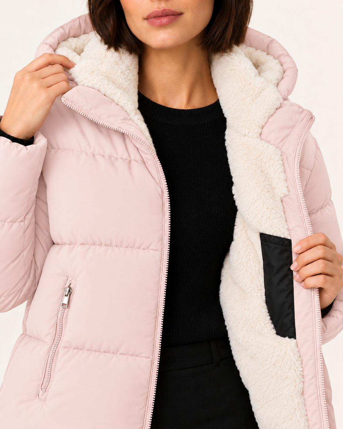 Women's Faux Fur Lined Hooded Puffer Jacket