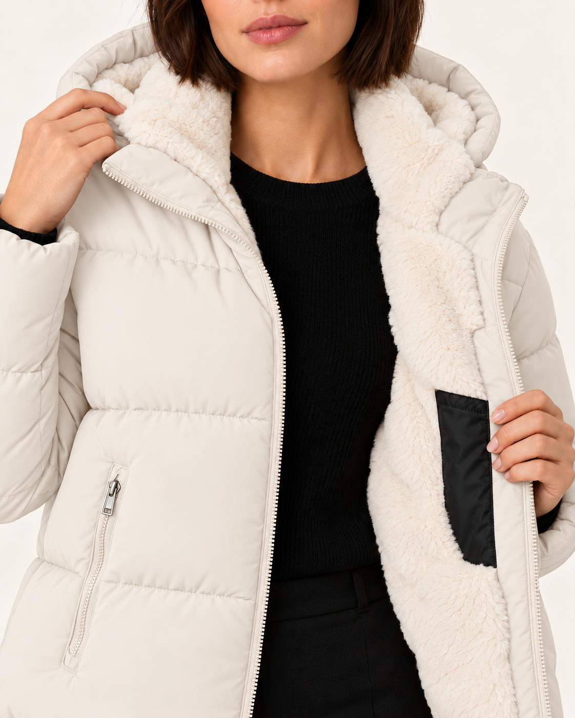 Women's Faux Fur Lined Hooded Puffer Jacket