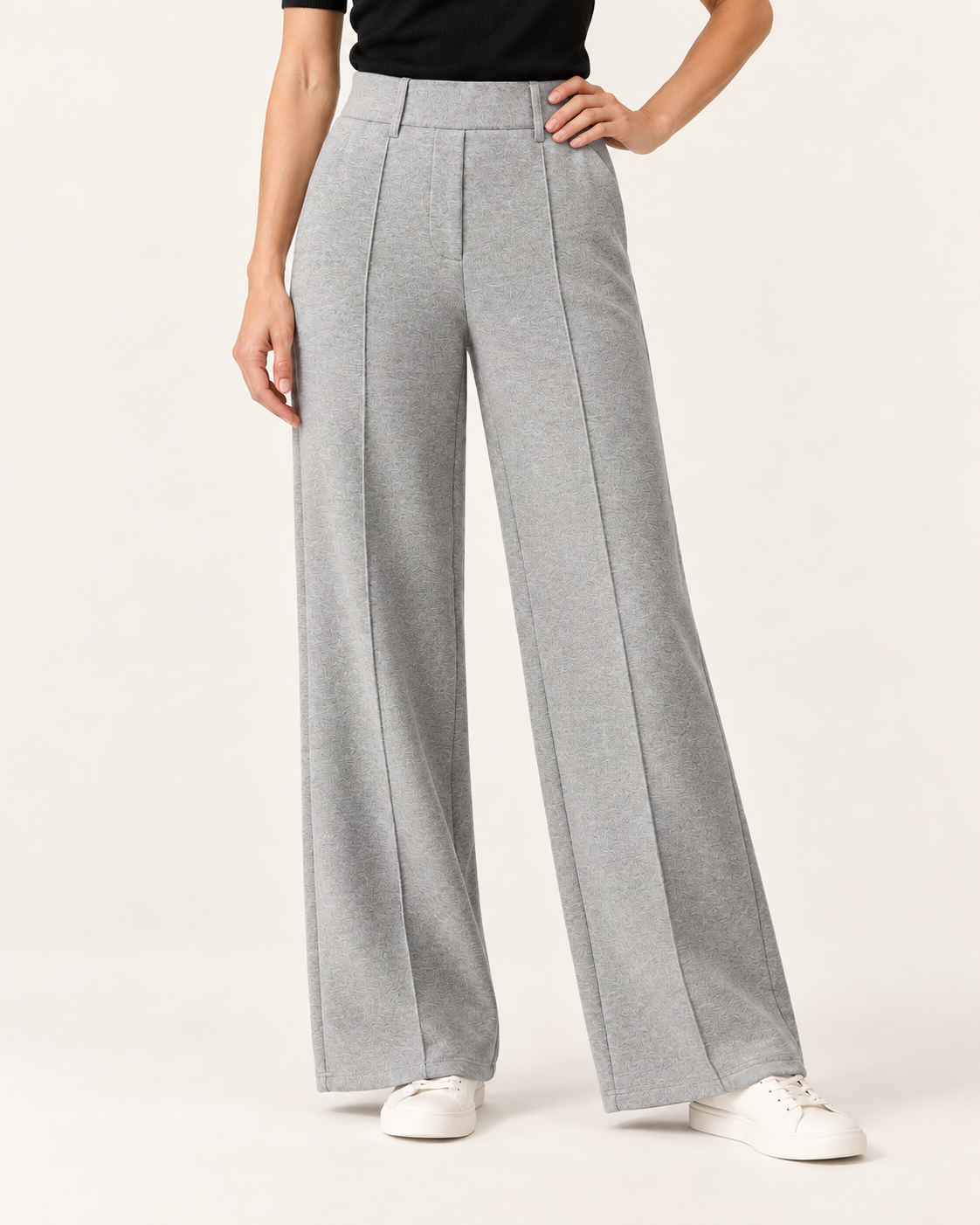 Women's High Waisted Straight Leg Knit Trousers