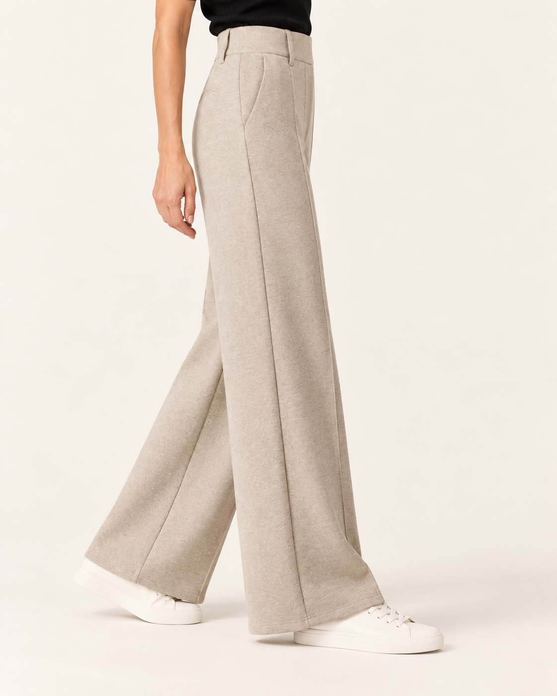 Women's High Waisted Straight Leg Knit Trousers