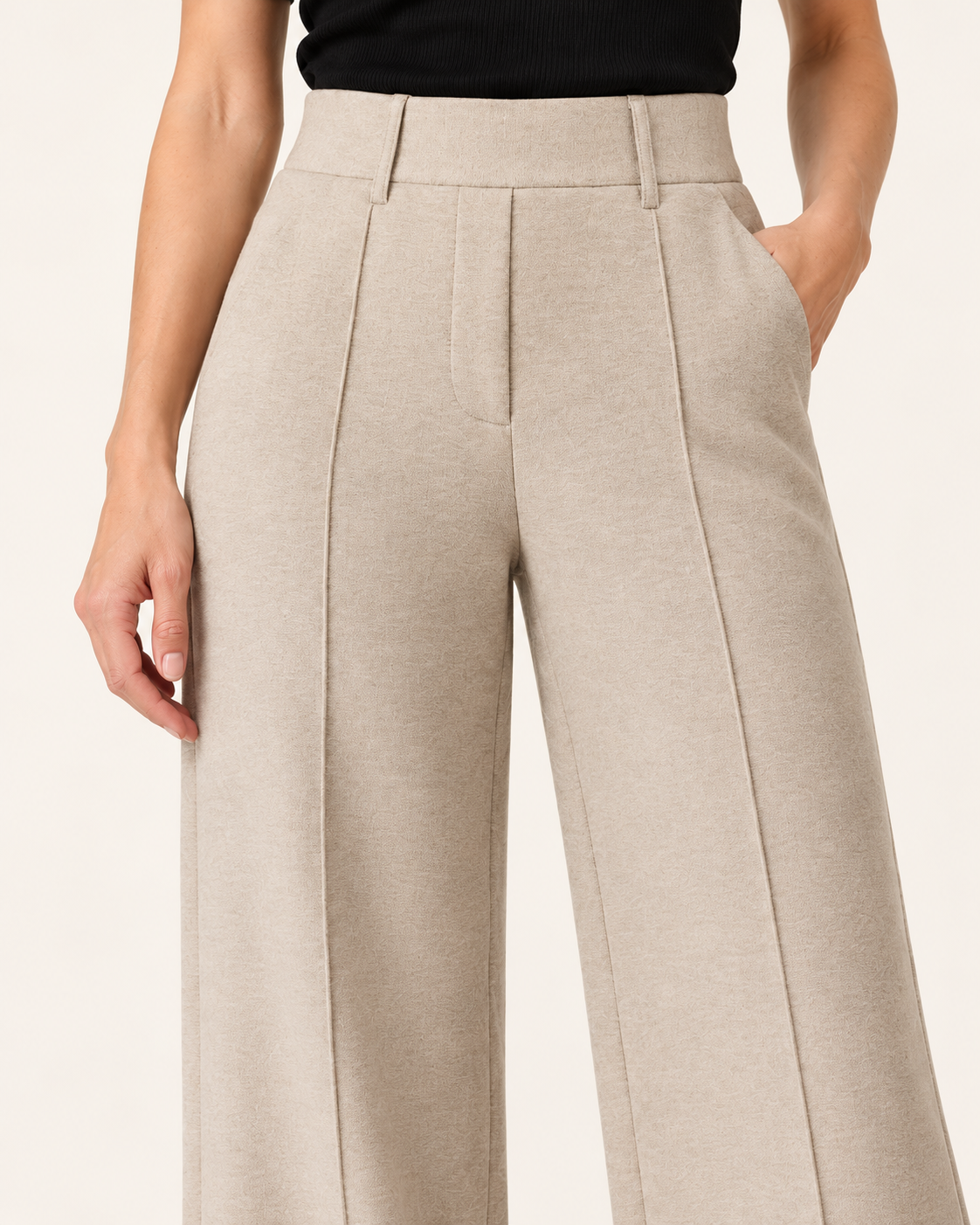 Women's High Waisted Straight Leg Knit Trousers