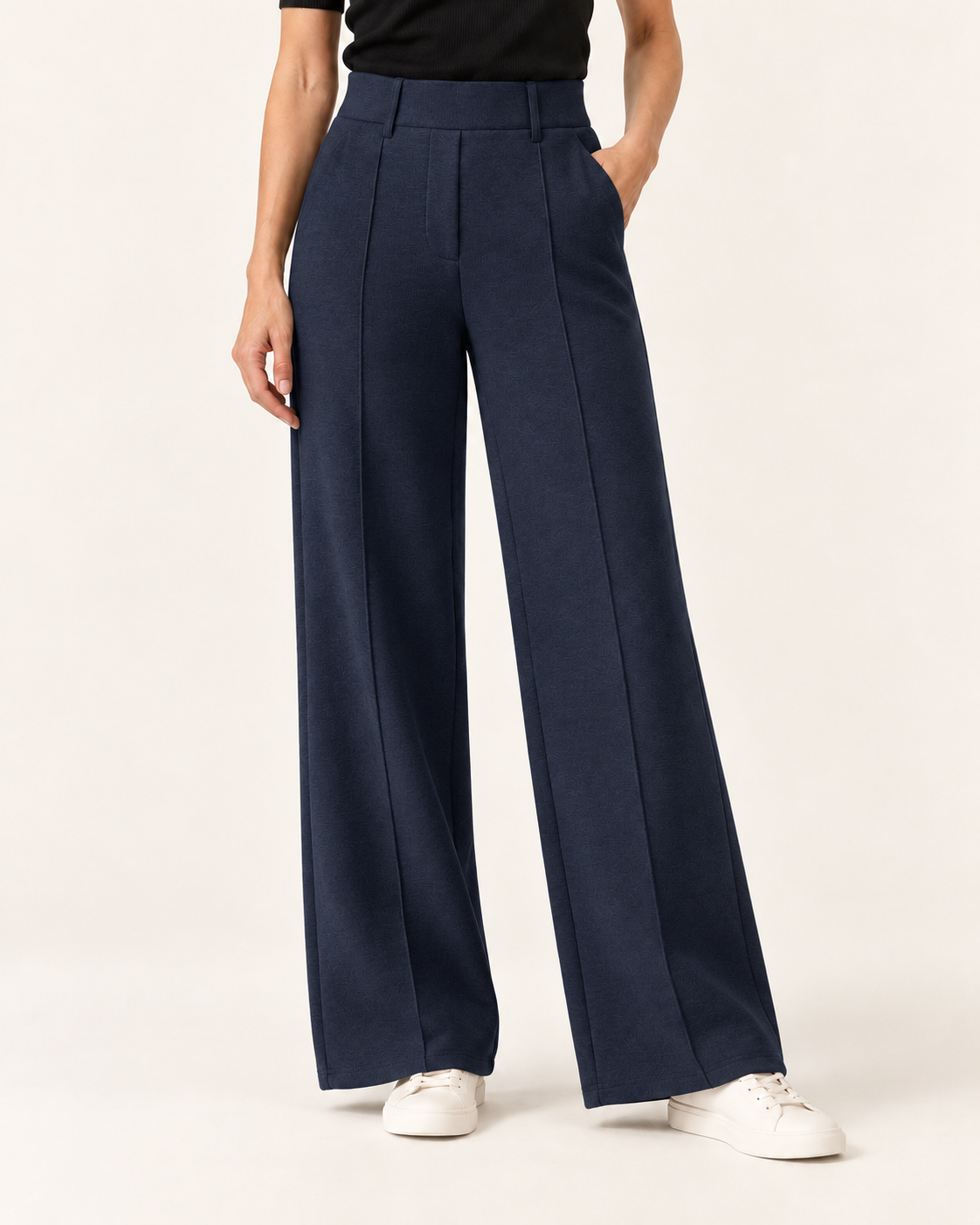 Women's High Waisted Straight Leg Knit Trousers
