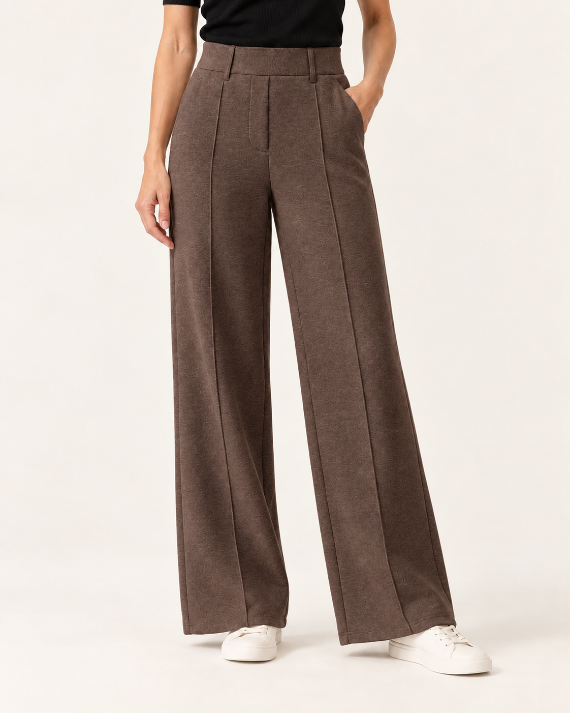Women's High Waisted Straight Leg Knit Trousers