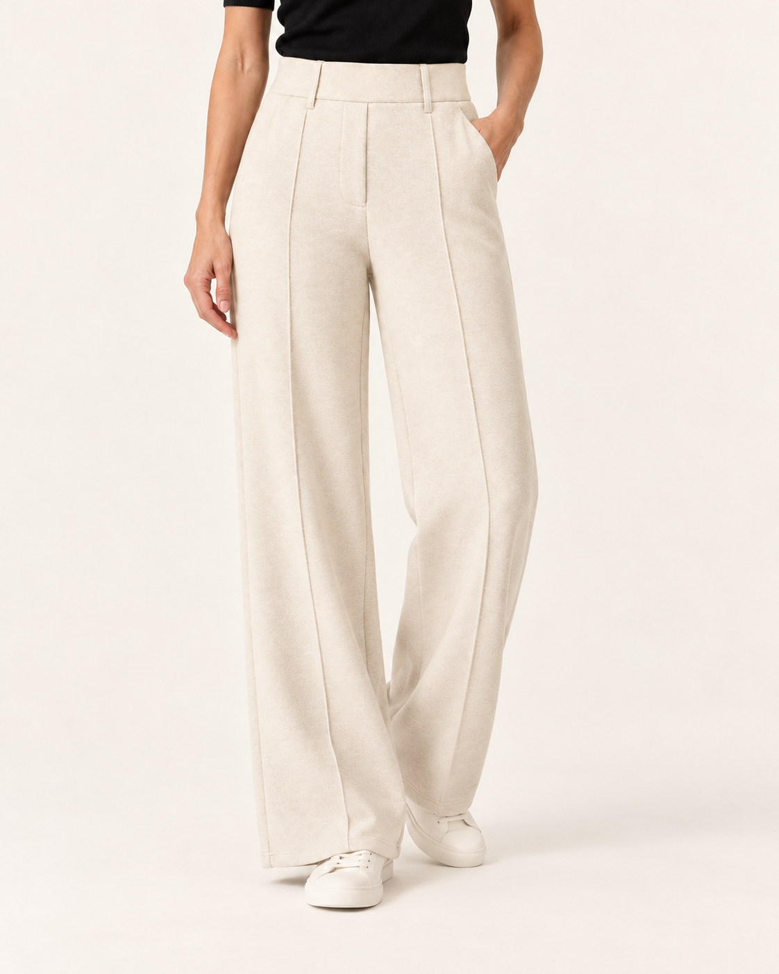 Women's High Waisted Straight Leg Knit Trousers