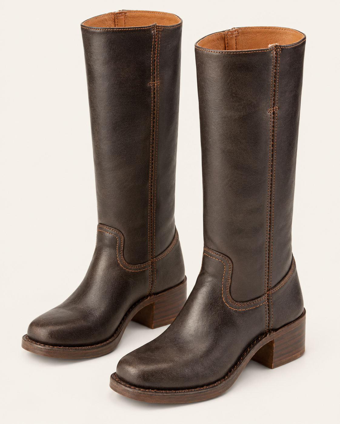 Women's Leather Look Knee High Boots