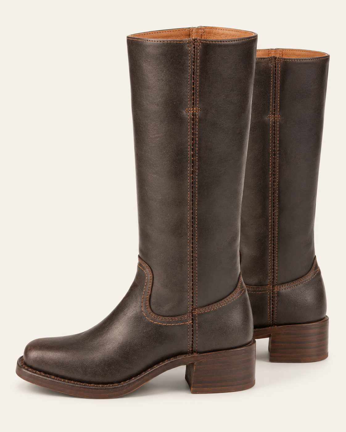 Women's Leather Look Knee High Boots