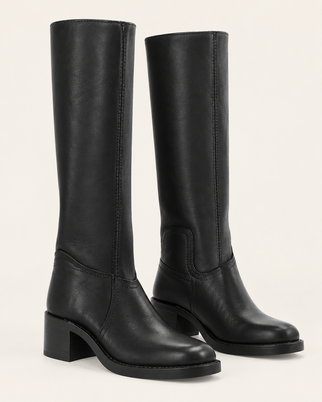 Women's Leather Look Knee High Boots