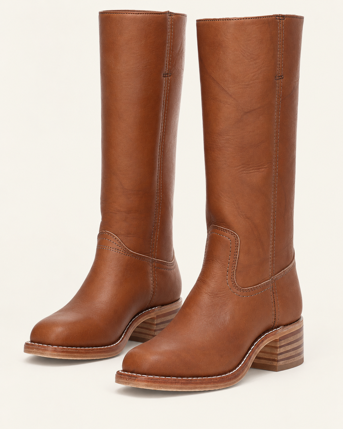 Women's Leather Look Knee High Boots