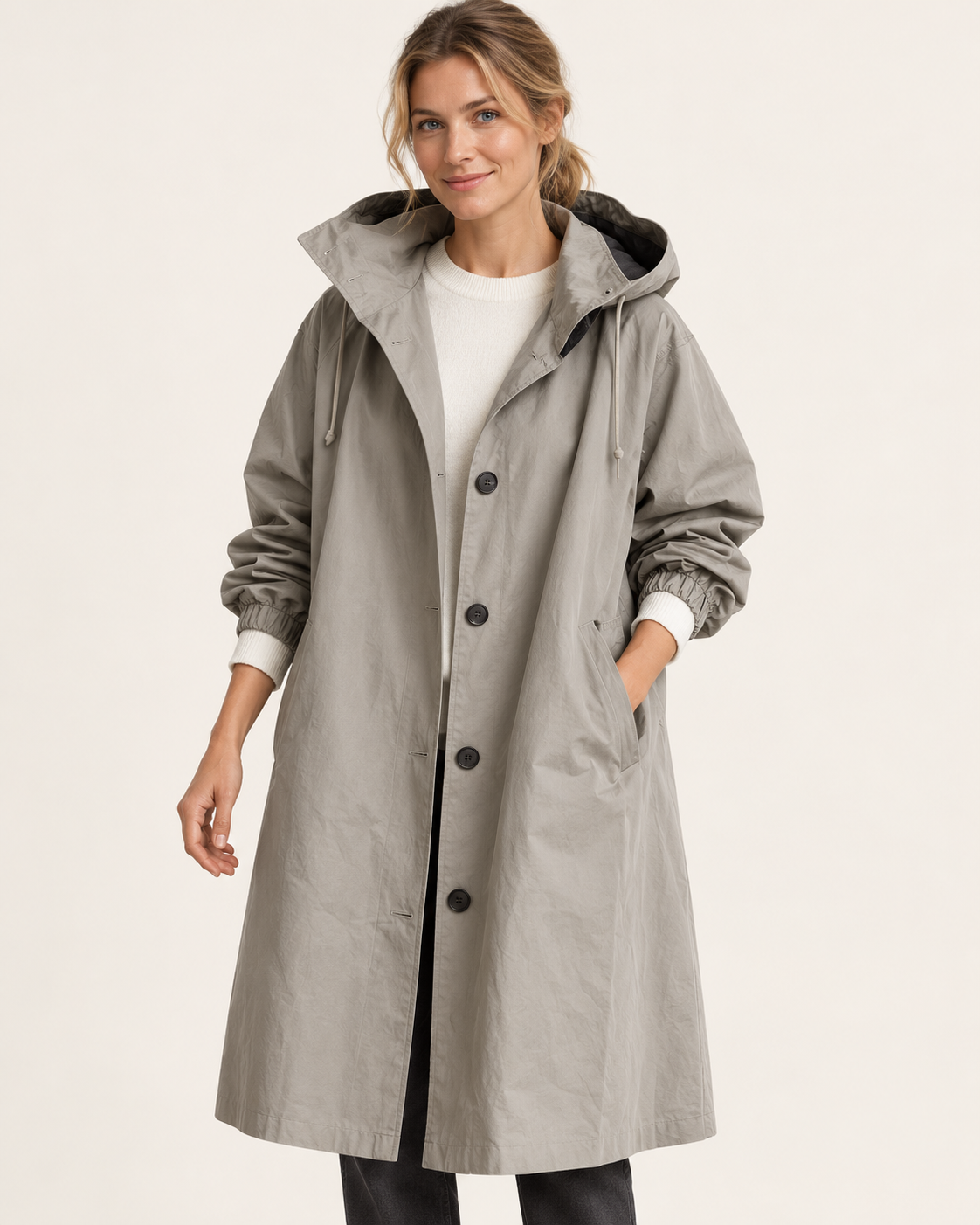 Women's Long Hooded Oversized Trench Coat