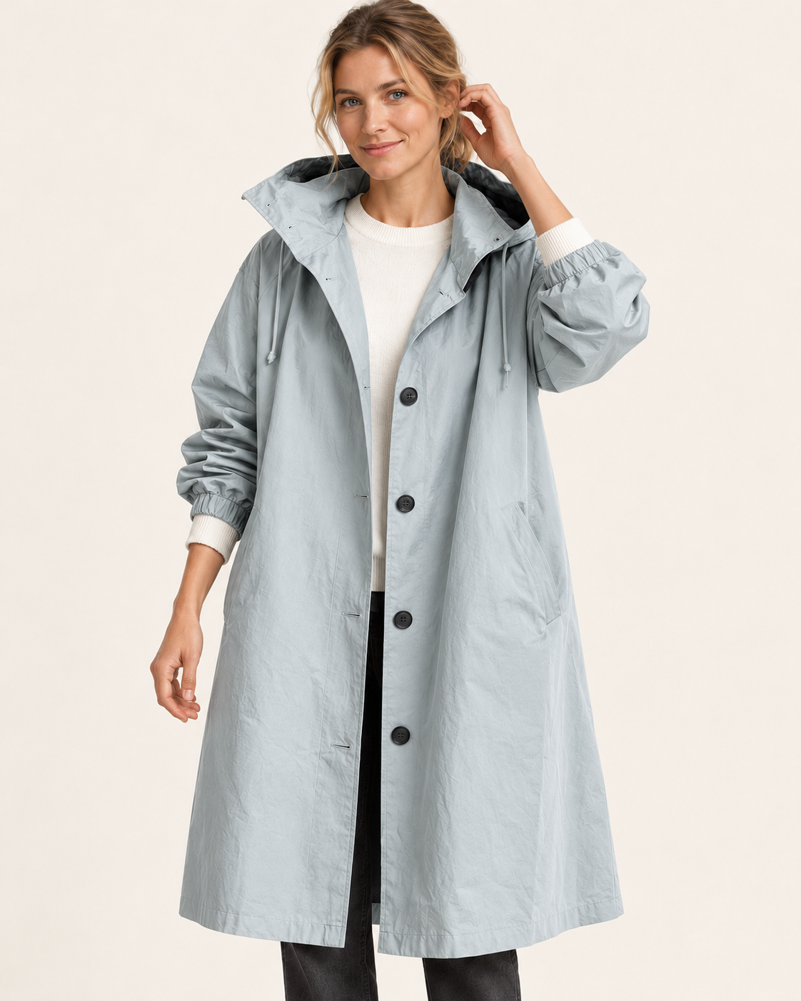 Women's Long Hooded Oversized Trench Coat