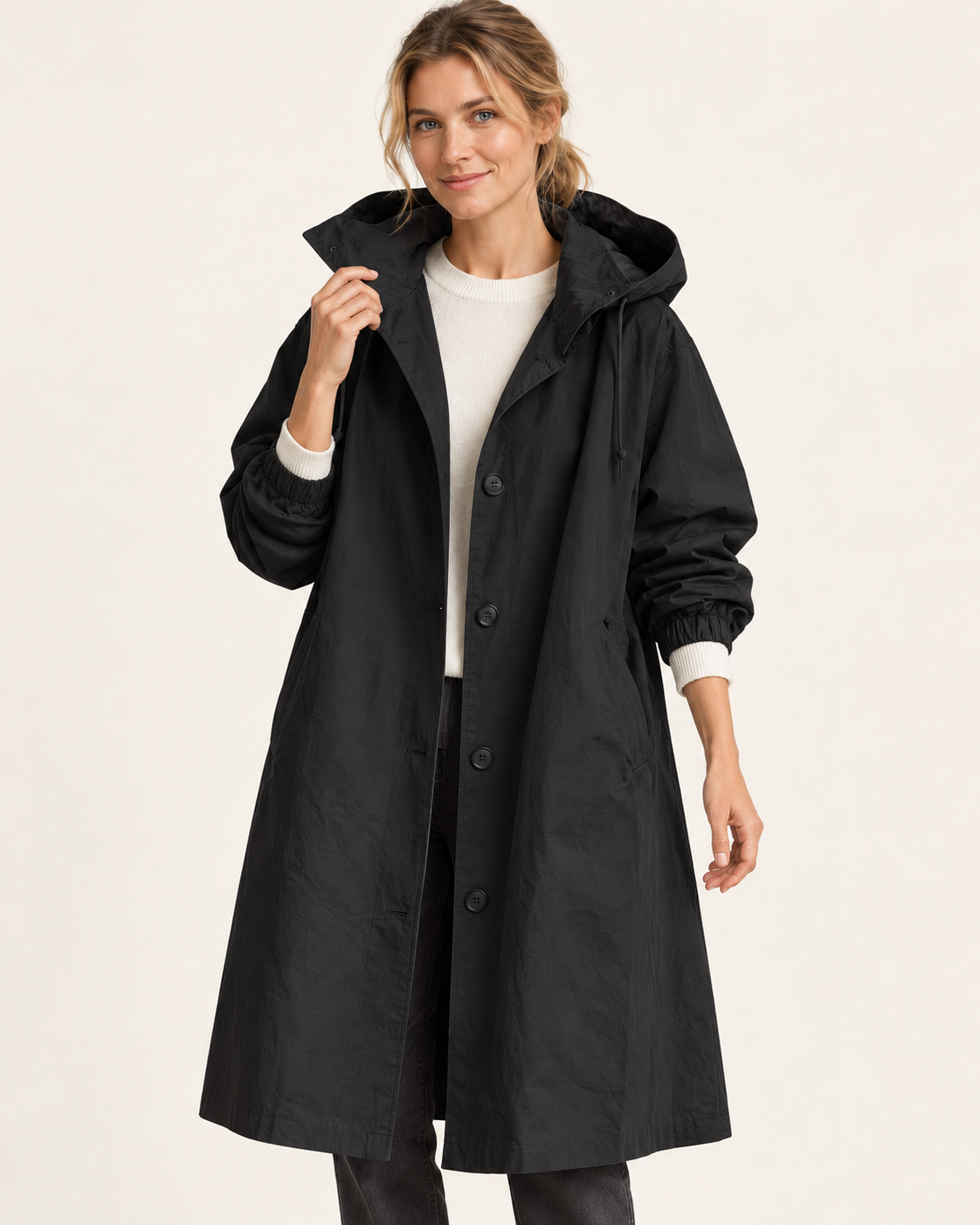 Women's Long Hooded Oversized Trench Coat