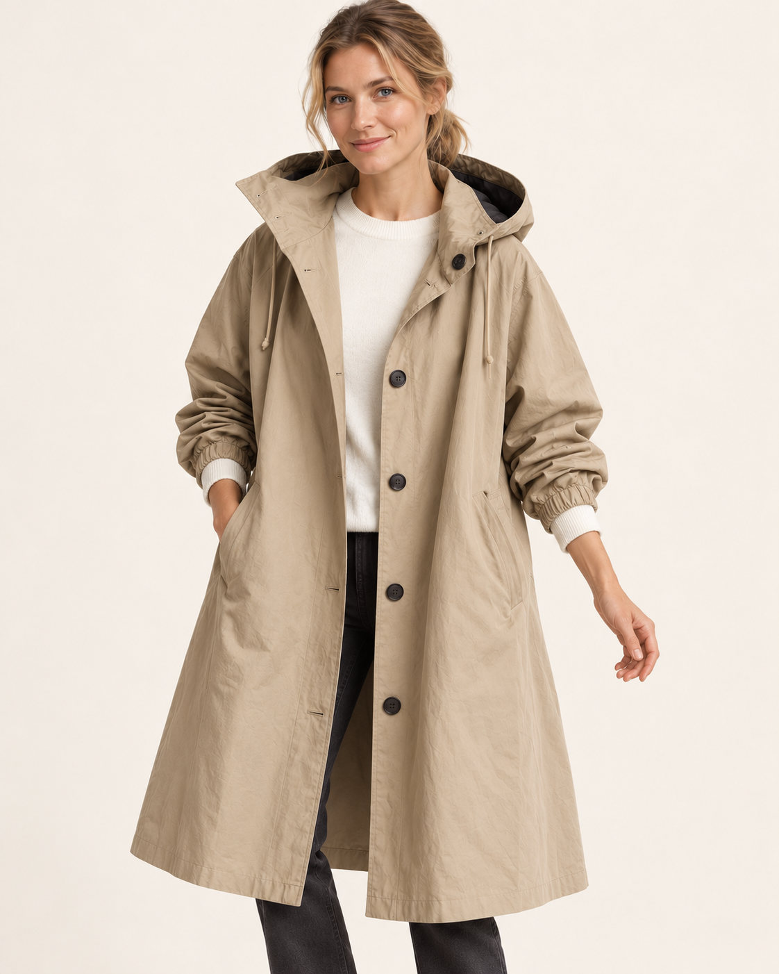 Women's Long Hooded Oversized Trench Coat