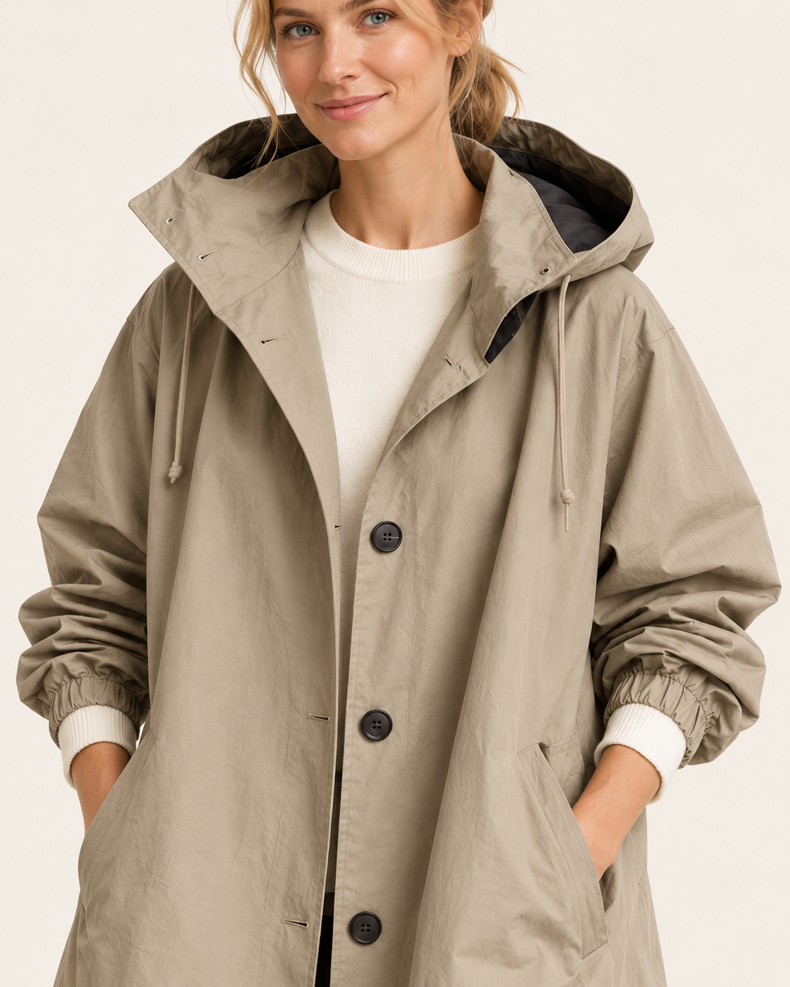 Women's Long Hooded Oversized Trench Coat