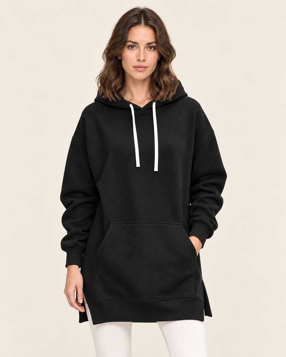 Women's Long Hoodie Dress with Fleece Lining