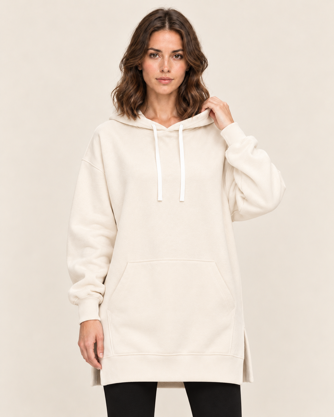 Women's Long Hoodie Dress with Fleece Lining