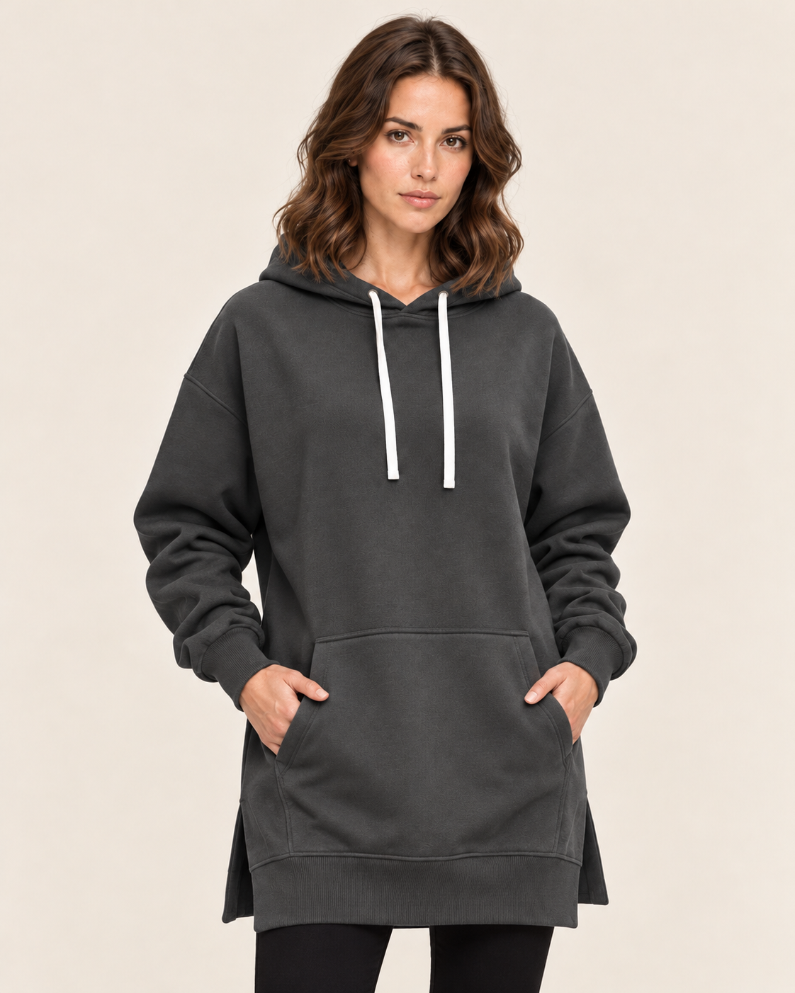 Women's Long Hoodie Dress with Fleece Lining