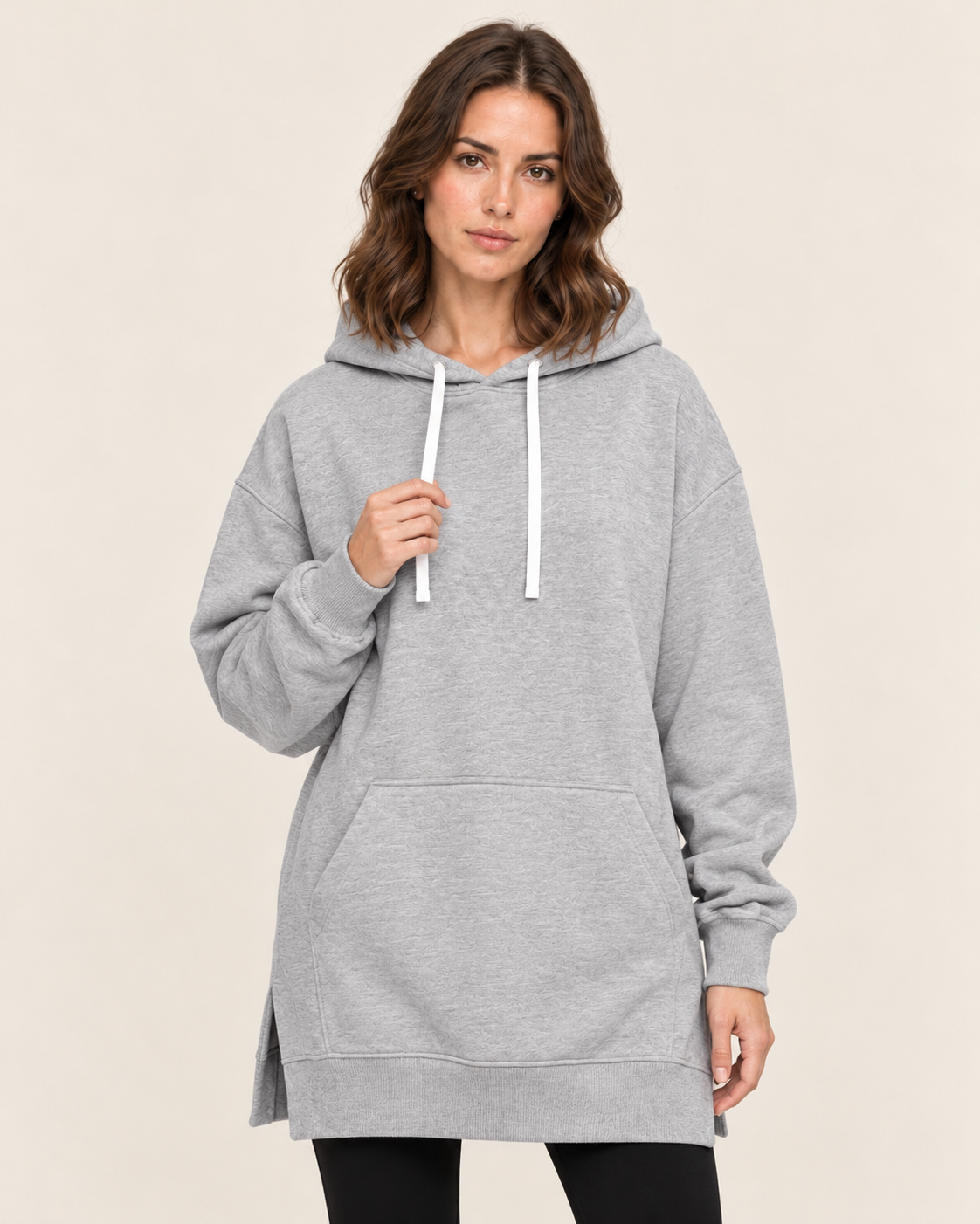 Women's Long Hoodie Dress with Fleece Lining