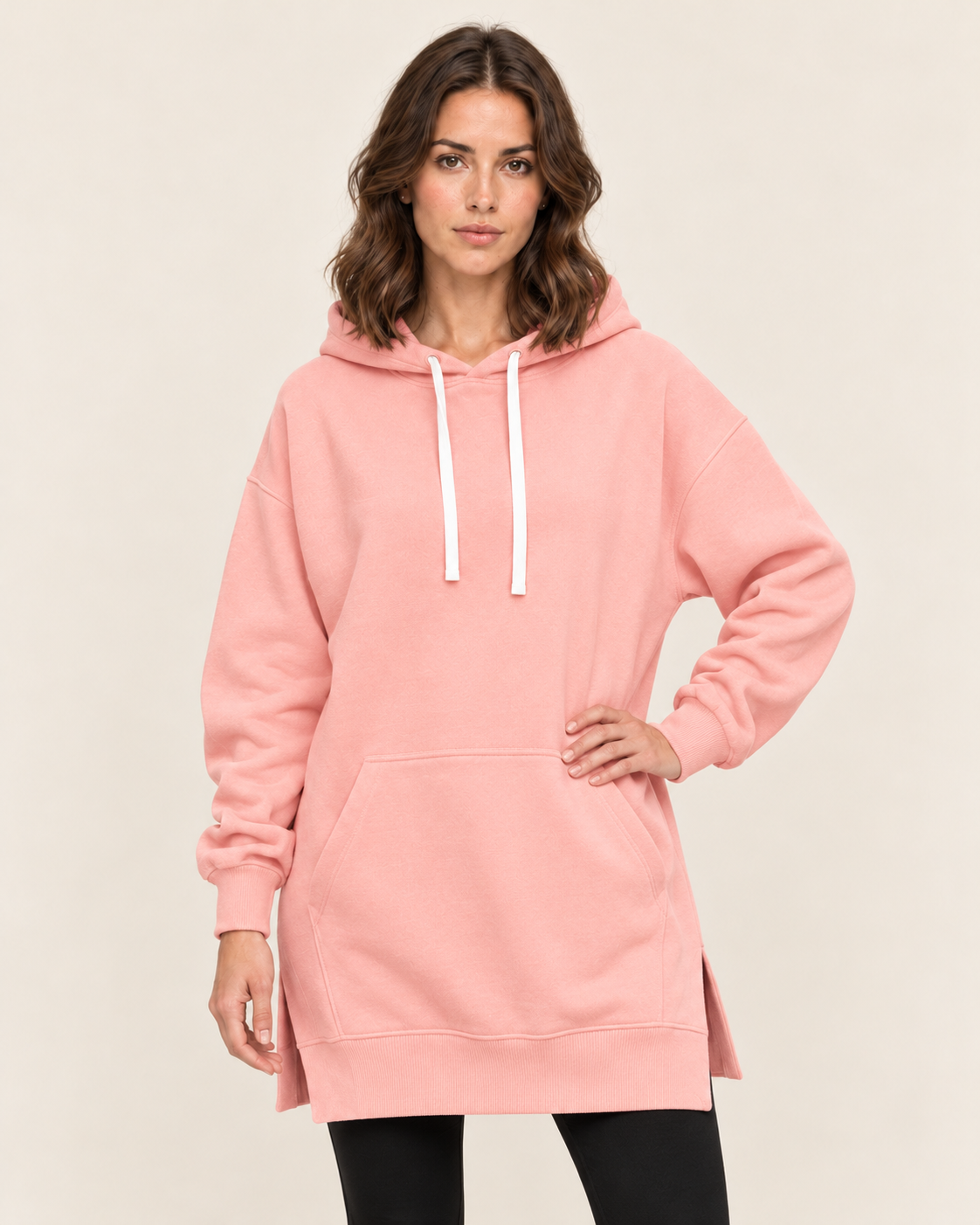 Women's Long Hoodie Dress with Fleece Lining