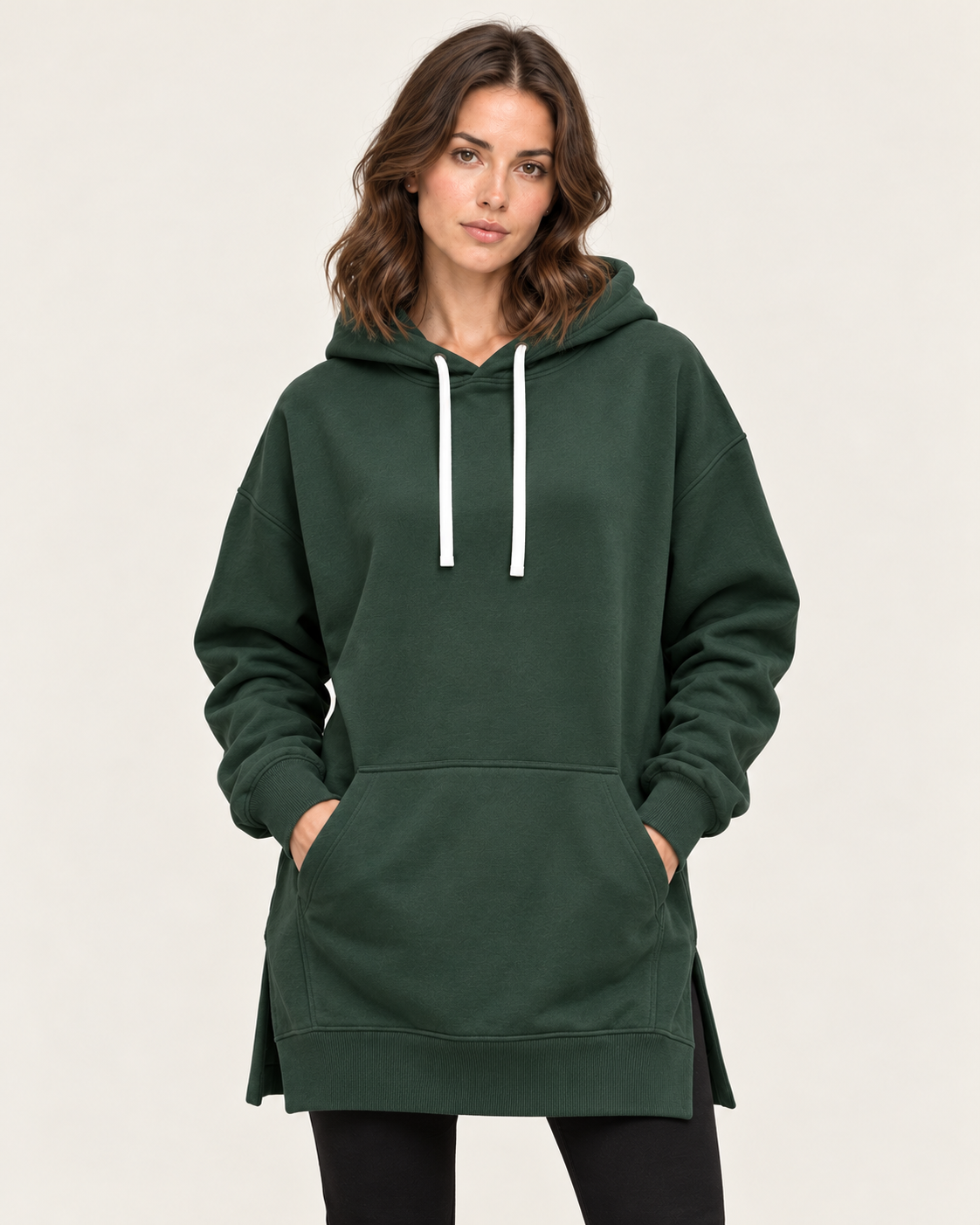 Women's Long Hoodie Dress with Fleece Lining