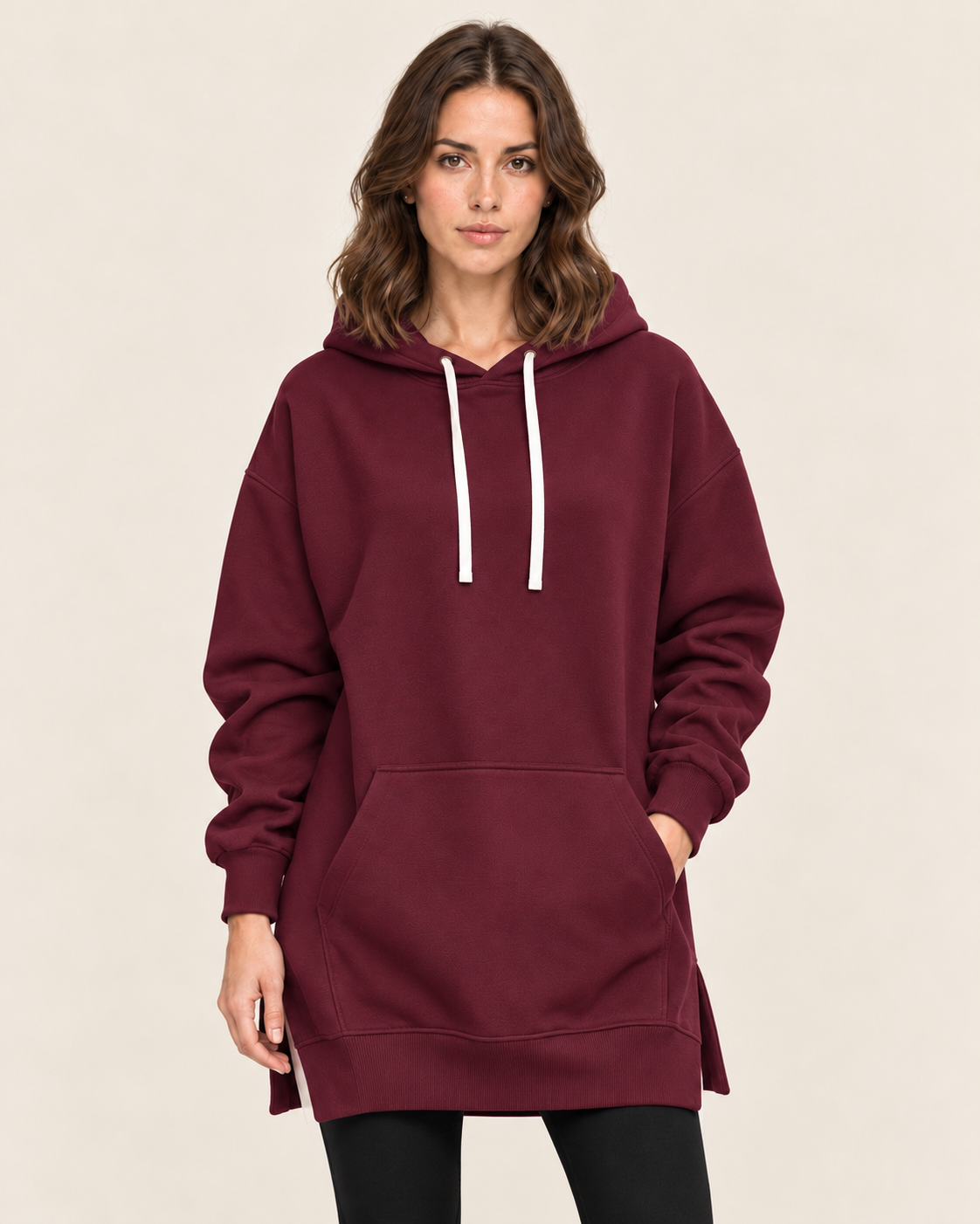 Women's Long Hoodie Dress with Fleece Lining