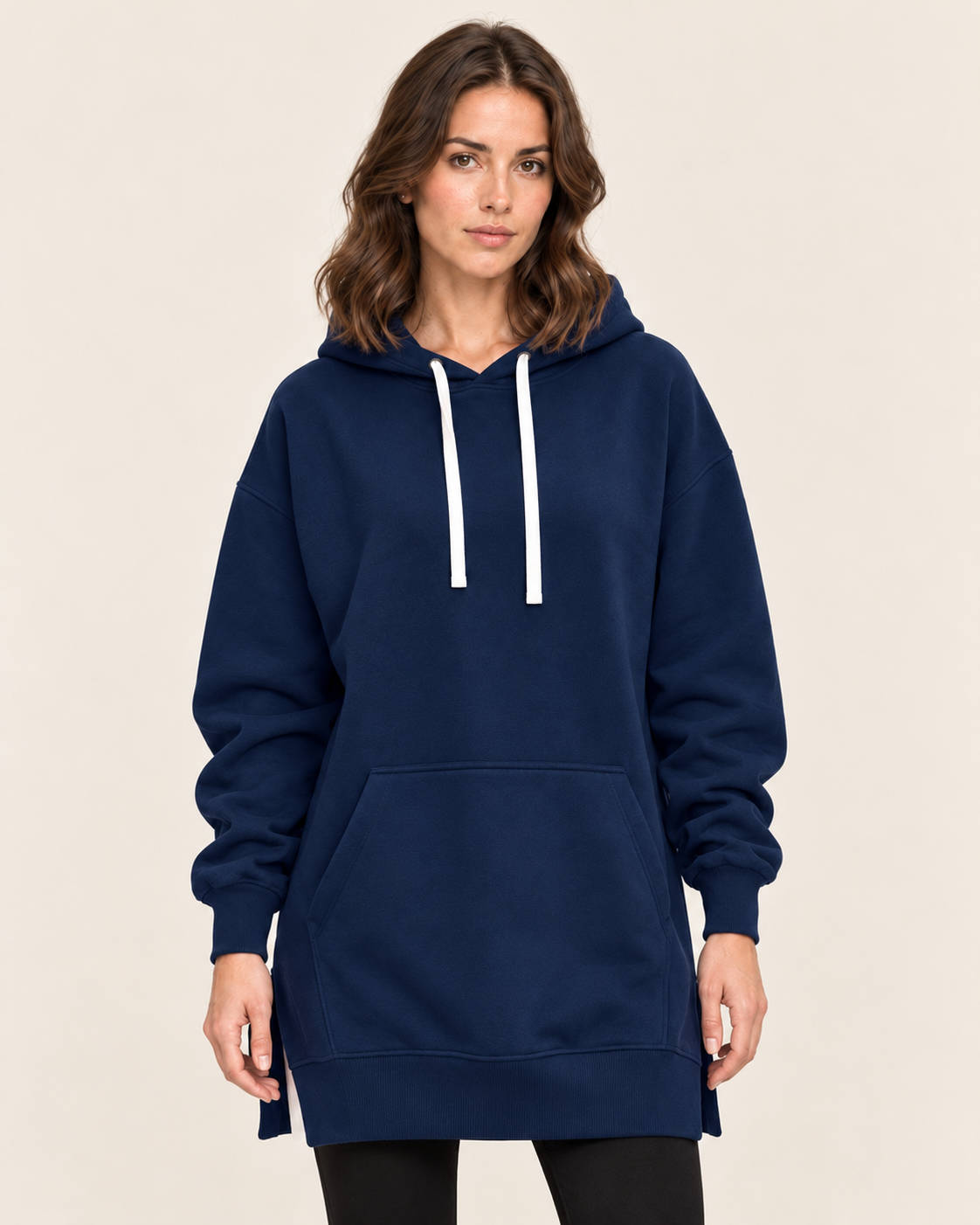 Women's Long Hoodie Dress with Fleece Lining