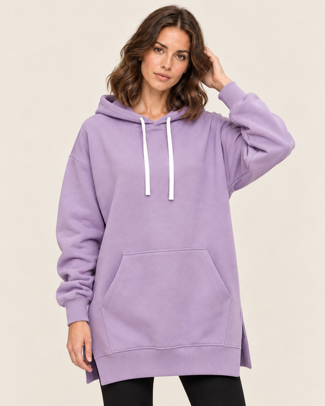 Women's Long Hoodie Dress with Fleece Lining