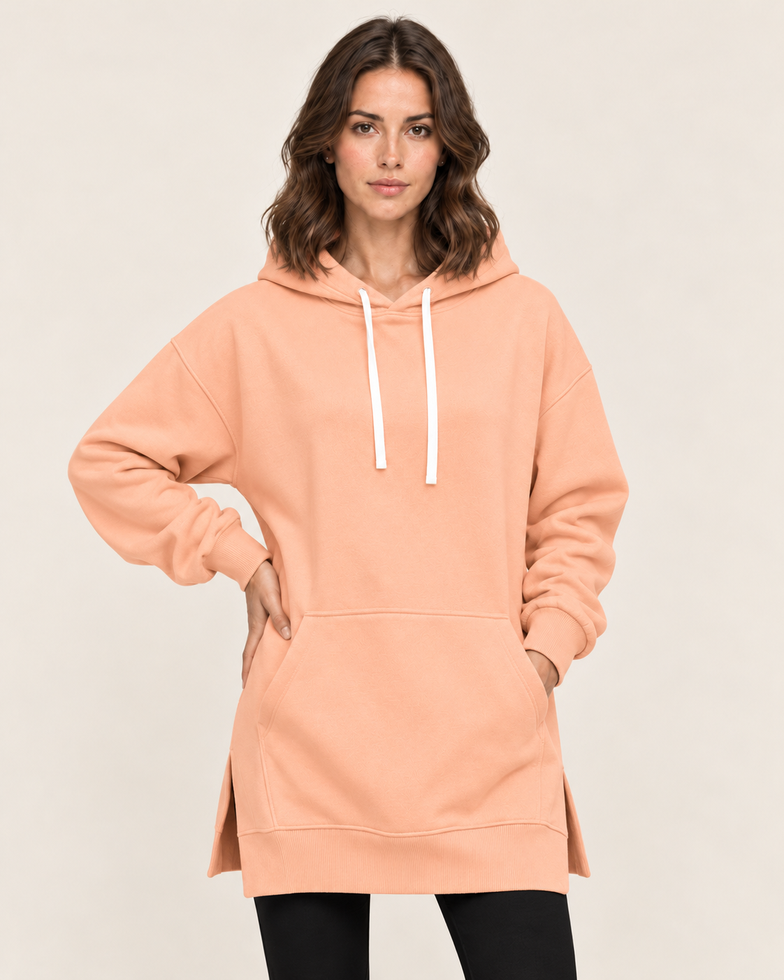 Women's Long Hoodie Dress with Fleece Lining