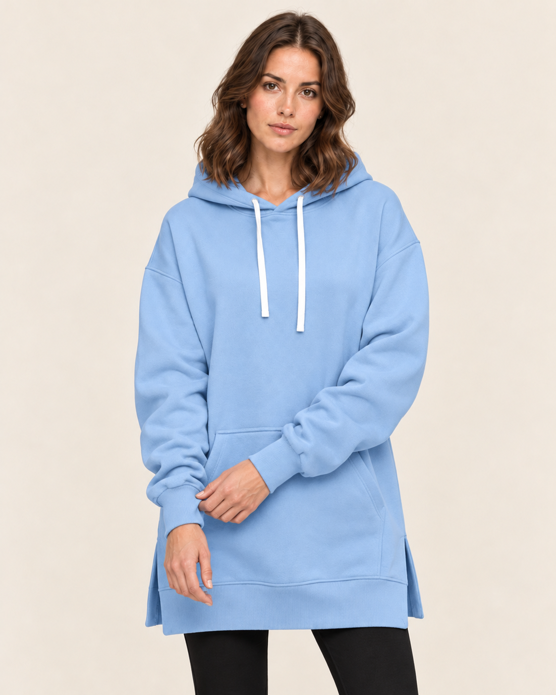 Women's Long Hoodie Dress with Fleece Lining